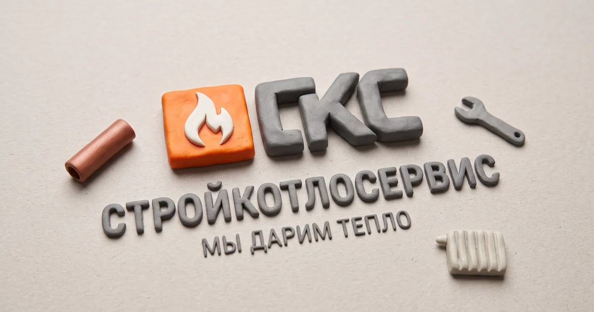 Четыре версии логотипа компании «Стройкотлосервис»: оранжевый квадрат с пламенем, буквы СКС графитового цвета
